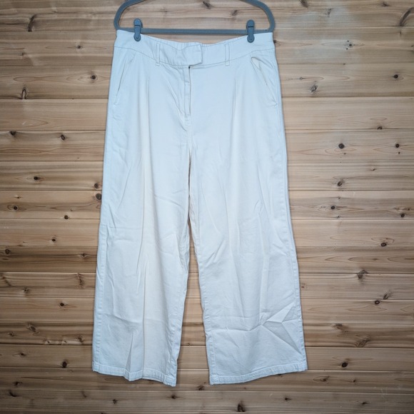 American Eagle Outfitters Pants - American Eagle Cream Wide Leg High Rise Stretch Pants Womens 16 Regular 5279